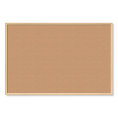 U Brands Cork Bulletin Board, 70 x 47, Tan Surface, Birch Wood Frame