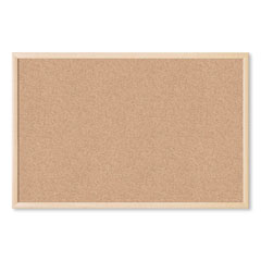 U Brands Cork Bulletin Board, 35 x 23, Tan Surface, Birch Wood Frame