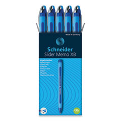 Slider Memo XB Ballpoint Pen, Stick, Extra-Bold 1.4 mm, Blue Ink, Blue/Light Blue Barrel, 10/Box