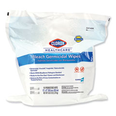 Clorox Healthcare® Bleach Germicidal Wipes, 1-Ply, 12 x 12, Unscented, White, 110/Bag