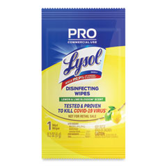 LYSOL® Brand Professional Disinfecting Wipe Single Count Packet, 1-Ply, 6 x 7, Lemon and Lime Blossom, White, 300 Packets/Carton