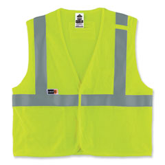 GloWear 8263FRHL Class 2 FR Safety Economy Hook and Loop Vest, Modacrylic Mesh/Cotton, 4X-Large/5X-Large, Lime