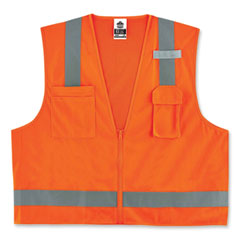 ergodyne® GloWear 8249Z Class 2 Economy Surveyors Zipper Vest, Polyester, Small/Medium, Orange, Ships in 1-3 Business Days