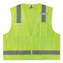 ergodyne® GloWear 8249Z Class 2 Economy Surveyors Zipper Vest, Polyester, 4X-Large/5X-Large, Lime, Ships in 1-3 Business Days
