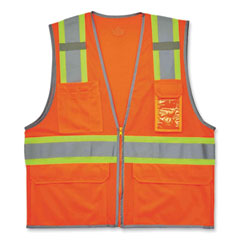 GloWear 8246Z Class 2 Two-Tone Mesh Reflective Binding Zipper Vest, Polyester, Large/X-Large, Orange