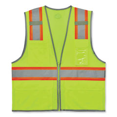 GloWear 8246Z Class 2 Two-Tone Mesh Reflective Binding Zipper Vest, Polyester, Small/Medium, Lime