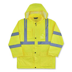 ergodyne® GloWear 8366 Class 3 Lightweight Hi-Vis Rain Jacket, Polyester, 3X-Large, Lime, Ships in 1-3 Business Days