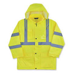 ergodyne® GloWear 8366 Class 3 Lightweight Hi-Vis Rain Jacket, Polyester, 4X-Large, Lime, Ships in 1-3 Business Days
