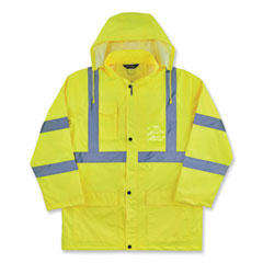 ergodyne® GloWear 8366 Class 3 Lightweight Hi-Vis Rain Jacket, Polyester, 5X-Large, Lime, Ships in 1-3 Business Days