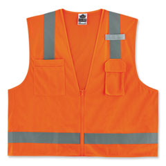 ergodyne® GloWear 8249Z-S Single Size Class 2 Economy Surveyors Zipper Vest, Polyester, 2X-Large, Orange, Ships in 1-3 Business Days