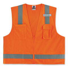 ergodyne® GloWear 8249Z-S Single Size Class 2 Economy Surveyors Zipper Vest, Polyester, 5X-Large, Orange, Ships in 1-3 Business Days