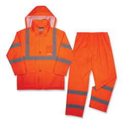 ergodyne® GloWear 8376K Lightweight HV Rain Suit, Large, Orange, Ships in 1-3 Business Days