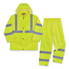 ergodyne® GloWear 8376K Lightweight HV Rain Suit, Medium, Lime, Ships in 1-3 Business Days