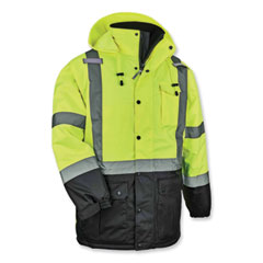 ergodyne® GloWear 8384 Class 3 Hi-Vis Quilted Thermal Parka, 5X-Large, Lime, Ships in 1-3 Business Days