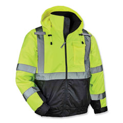 ergodyne® GloWear 8377 Class 3 Hi-Vis Quilted Bomber Jacket, Lime, Large, Ships in 1-3 Business Days