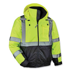 ergodyne® GloWear 8377 Class 3 Hi-Vis Quilted Bomber Jacket, Lime, X-Large, Ships in 1-3 Business Days