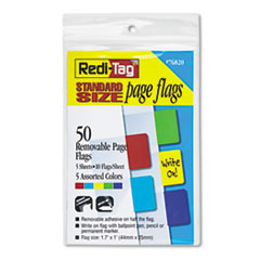 Redi-Tag® Removable Page Flags, Red/Blue/Green/Yellow/Purple, 10/Color, 50/Pack