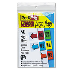Redi-Tag® Removable Page Flags, Green/Yellow/Red/Blue/Orange, 10/Color, 50/Pack
