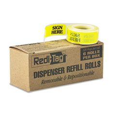 Redi-Tag® Arrow Message Page Flag Refills, "Sign Here", Yellow, 120 Flags/Roll, 6 Rolls/Box