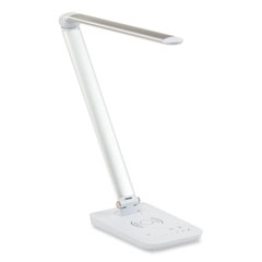 Vamp LED Wireless Charging Lamp, Multi-pivot Neck, 16.75" High, Silver
