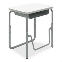 AlphaBetter 2.0 Height-Adjustable Student Desk with Pendulum Bar and Book Box, 27.75 x 19.75 x 22 to 30, Dry Erase