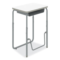 AlphaBetter 2.0 Height-Adjustable Student Desk with Pendulum Bar and Book Box, 27.75 x 19.75 x 29 to 43, Dry Erase