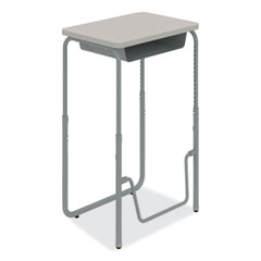 AlphaBetter 2.0 Height-Adjustable Student Desk with Pendulum Bar and Book Box, 27.75 x 19.75 x 29 to 43, Pebble Gray