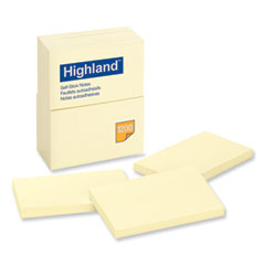 Highland™ Self-Stick Notes, 3" x 5", Yellow, 100 Sheets/Pad, 12 Pads/Pack