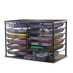 Rubbermaid® 12-Compartment Organizer with Mesh Drawers, 23 4/5" x 15 9/10" x 15 2/5", Black