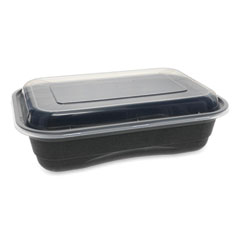 Pactiv Evergreen EarthChoice Versa2Go Microwaveable Container, 36 oz, 8.4 x 5.6 x 2, Black/Clear, Plastic, 150/Carton