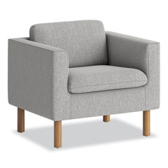HON® Parkwyn Series Club Chair, 33" x 26.75" x 29", Gray Seat, Gray Back, Oak Base