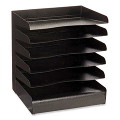 Steel Six-Shelf Desk Tray Sorter, Six Sections, Letter Size Files, 12 x 9.5 x 13.5, Black