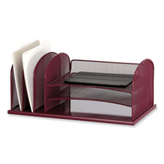 Onyx Desk Organizer with Three Horizontal and Three Upright Sections, Letter Size Files, 19.25 x 11.5 x 8.25,Wine