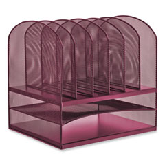 Onyx Desk Organizer with Two Horizontal and Six Upright Sections, Letter Size Files, 13.25 x 11.5 x 13, Wine