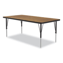 Height-Adjustable Activity Tables, Rectangular, 60w x 30d x 19h, Medium Oak, 4/Pallet