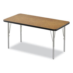Height-Adjustable Activity Tables, Rectangular, 48w x 24d x 10h, Medium Oak, 4/Pallet