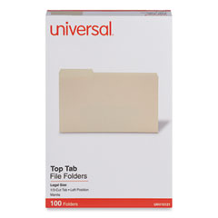 Universal® Top Tab File Folders, 1/3-Cut Tabs: Left Position, Legal Size, 0.75" Expansion, Manila, 100/Box
