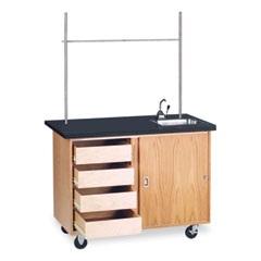 Diversified Spaces™ Mobile Demonstration Table, Rectangular, 48w x 28d x 36h, Black