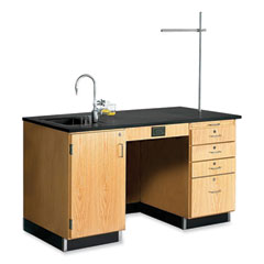 Diversified Spaces™ Instructor's Desk, 60" x 30" x 36", Oak/Black