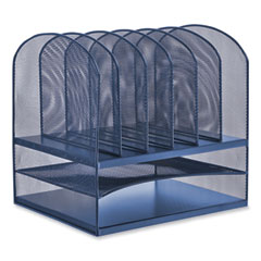Onyx Desk Organizer with Two Horizontal and Six Upright Sections, Letter Size Files, 13.25 x 11.5 x 13, Blue