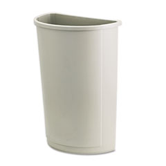 Rubbermaid® Commercial Untouchable Waste Container, Half-Round, Plastic, 21 gal, Beige