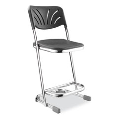 6600 Series Elephant Z-Stool With Backrest, Supports 500 lb, 22" Seat Ht, Black Seat/Back, Chrome Frame,Ships in 1-3 Bus Days