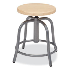 6800 Series Height Adjustable Wood Seat Swivel Stool, Supports Up to 300 lb, 19" to 25" Seat Height, Maple Seat, Gray Base
