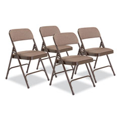 2200 Series Fabric Dual-Hinge Premium Folding Chair, Supports 500 lb, Walnut Seat/Back, Brown Base,4/CT,Ships in 1-3 Bus Days