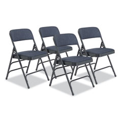 2300 Series Deluxe Fabric Upholstered Triple Brace Folding Chair, Supports Up to 500 lb, Imperial Blue, 4/Carton