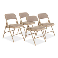 2200 Series Deluxe Fabric Upholstered Dual-Hinge Premium Folding Chair, Supports 500lb, Cafe Beige,4/CT,Ships in 1-3 Bus Days
