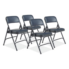 1200 Series Vinyl Dual-Hinge Folding Chair, Supports Up to 500 lb, 17.75" Seat Height, Dark Midnight Blue, 4/Carton