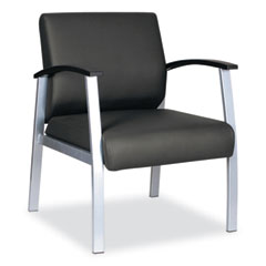 Alera® Alera metaLounge Series Mid-Back Guest Chair, 24.6" x 26.96" x 33.46", Black Seat, Black Back, Silver Base