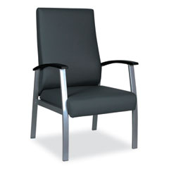 Alera® Alera metaLounge Series High-Back Guest Chair, 24.6" x 26.96" x 42.91", Black Seat, Black Back, Silver Base