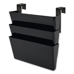 deflecto® DocuPocket Stackable Three-Pocket Partition Wall File, 3 Sections, Letter Size, 13" x 4", Black